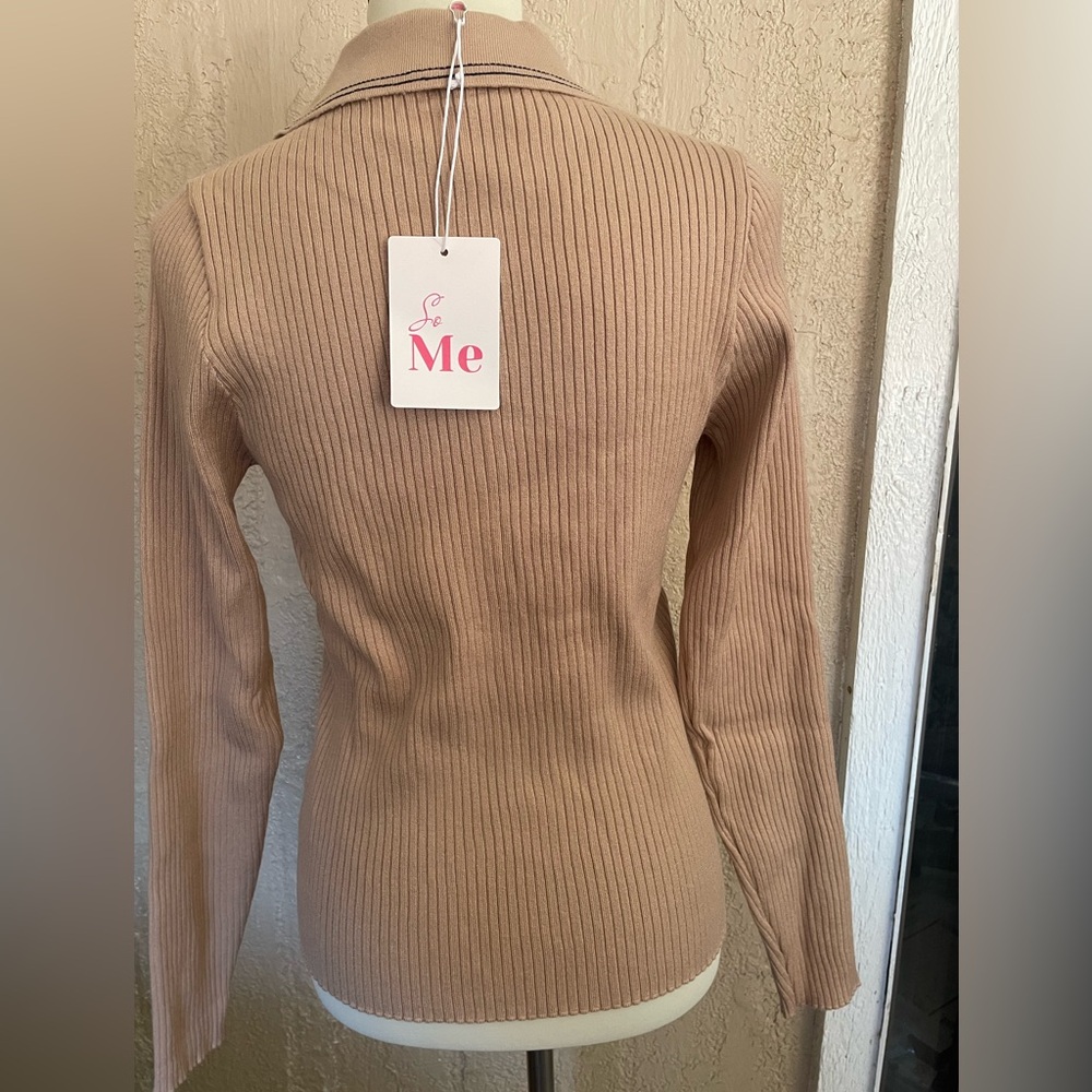 Tan Rib Knit Sweater - Picture 4 of 4